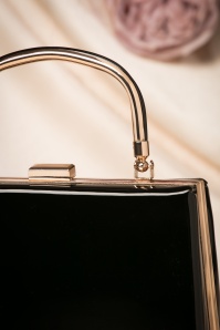 La Parisienne - 50s Leona Lacquer Lock Bag in Black 3