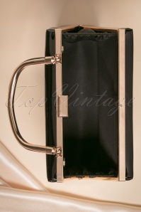 La Parisienne - 50s Leona Lacquer Lock Bag in Black 4