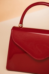 La Parisienne - 60s Lillian Lacquer Flap Bag in Red 3