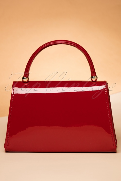 La Parisienne - 60s Lillian Lacquer Flap Bag in Red 5