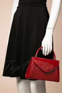 La Parisienne - 60s Lillian Lacquer Flap Bag in Red 7