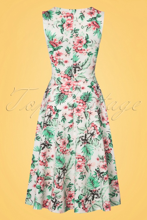 Vintage Chic for Topvintage - 50s Veronique Tropical Swing Dress in Ivory 2