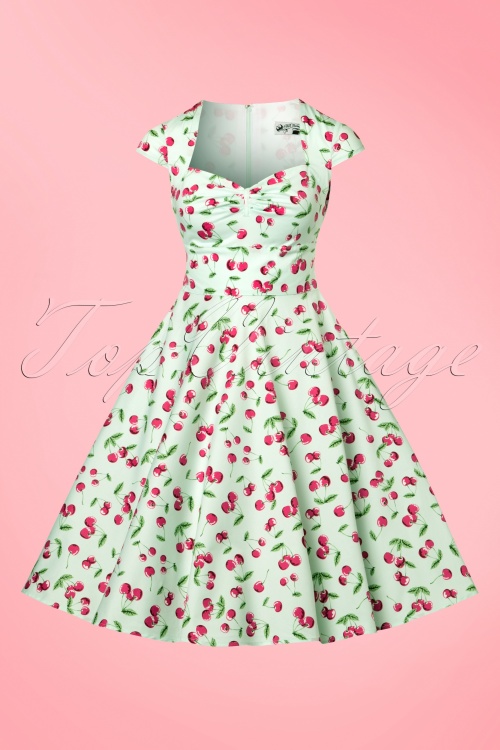 Bunny - 50s April Cherry Swing Dress in Mint Green 5