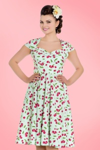 Bunny - 50s April Cherry Swing Dress in Mint Green 4