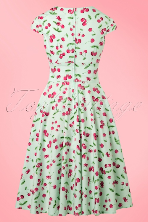 Bunny - 50s April Cherry Swing Dress in Mint Green 10