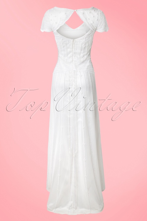 Frock and Frill - 20s Phoebe Embellished Maxi Dress in White 4