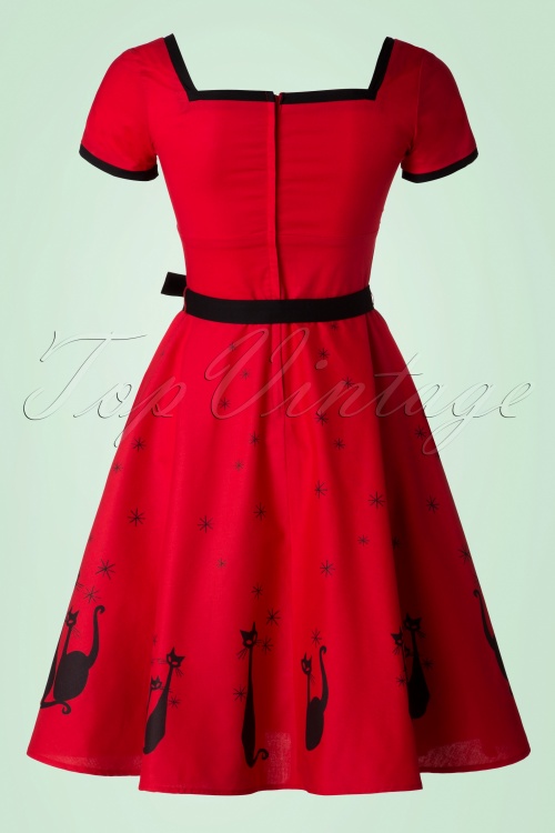 Heart of Haute - 50s Simone El Gato Gomez Swing Dress in Red 6