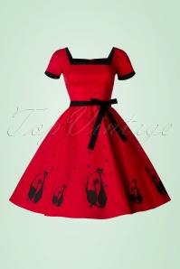Heart of Haute - 50s Simone El Gato Gomez Swing Dress in Red 3