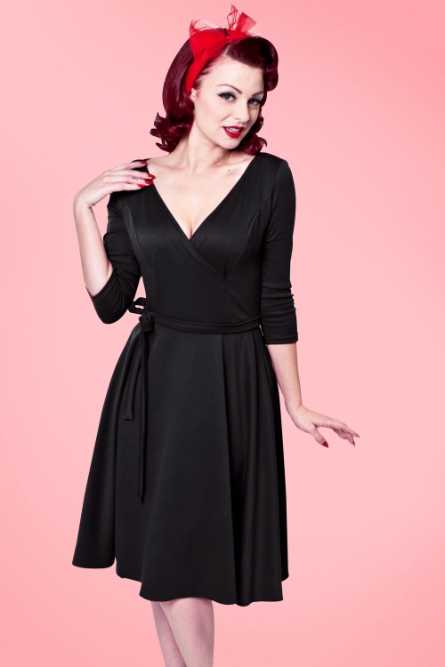 Heart of Haute - 50s Donna Swing Dress in Black 2