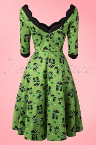 Vixen - 50s Jade Cat Swing Dress in Green 7