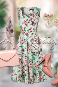 Vintage Chic for Topvintage - Veronique Tropical Swing Kleid in Elfenbein 5