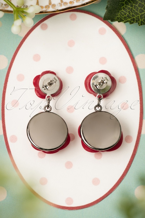 Sweet Cherry - Romantic Red Roses Earrings Années 40 3