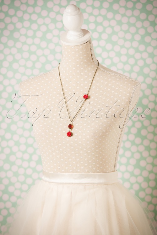 Sweet Cherry - I Love My Red Roses Necklace Années 40 3