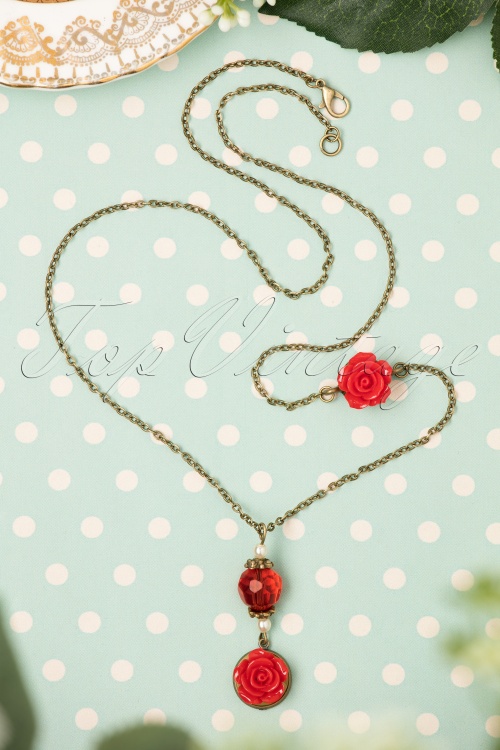 Sweet Cherry - I Love My Red Roses Necklace Années 40