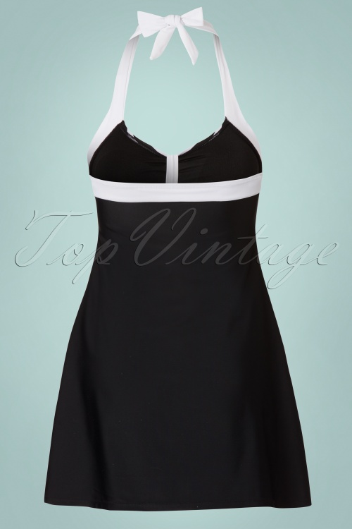 Belsira - 50s Sophia Striped Swimdress in Black 6