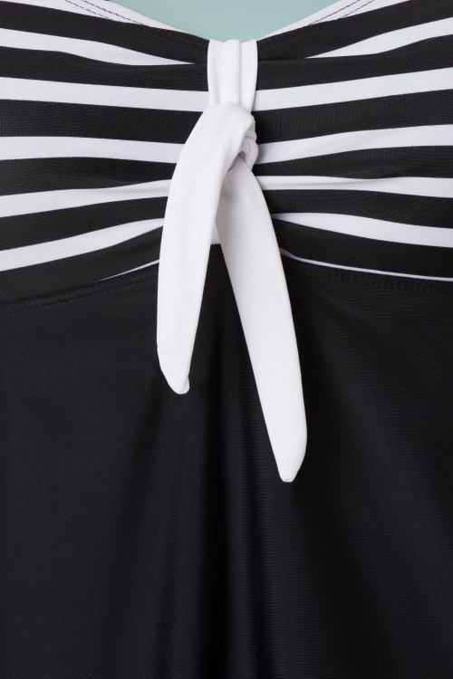 Belsira - 50s Sophia Striped Swimdress in Black 4