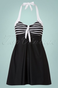 Belsira - 50s Sophia Striped Swimdress in Black 3