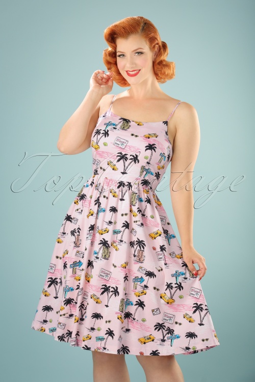 Lindy Bop - 50s Marlene Miami Swing Dress in Light Pink