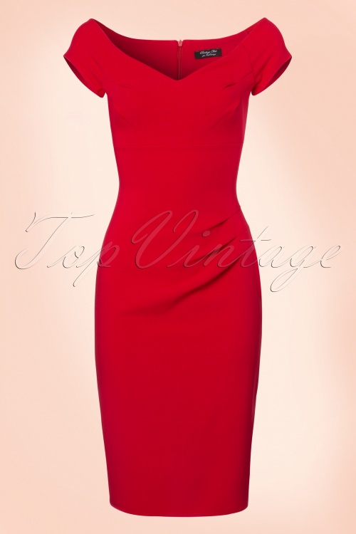 Vintage Chic for Topvintage - Candace Pencil Dress Années 50 en Rouge