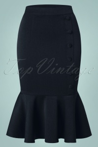 Banned Retro - 50s History Repeats Pencil Skirt in Navy 2