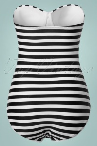 Belsira - 50s Nancy Stripes Halter Swimsuit in Black and White 7