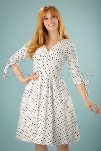 Unique Vintage - 50s Diana Dotted Swing Dress in White