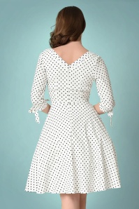 Unique Vintage - 50s Diana Dotted Swing Dress in White 7