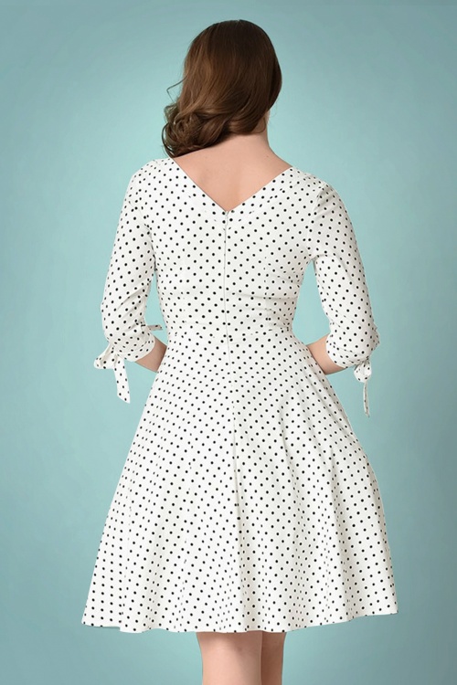 Unique Vintage - 50s Diana Dotted Swing Dress in White 7