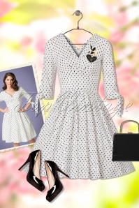 Unique Vintage - Diana Gepunktetes Swing-Kleid in Weiß 12