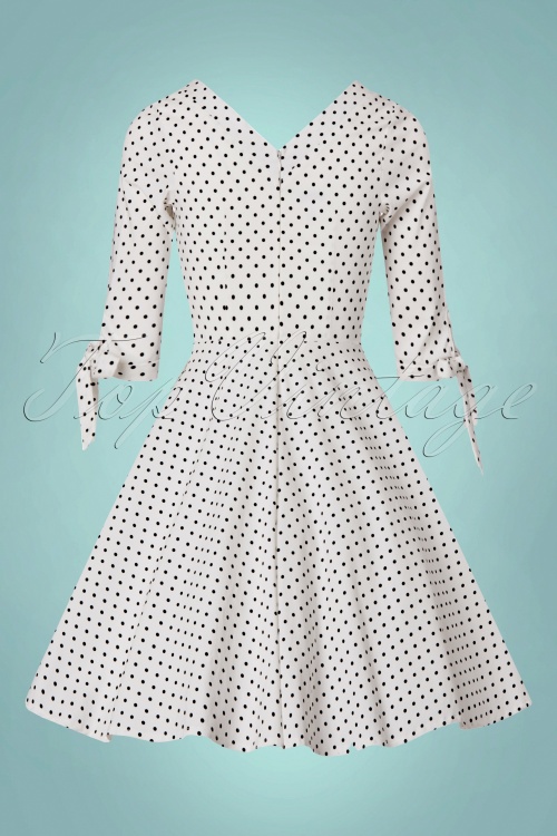 Unique Vintage - 50s Diana Dotted Swing Dress in White 9