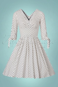 Unique Vintage - 50s Diana Dotted Swing Dress in White 3