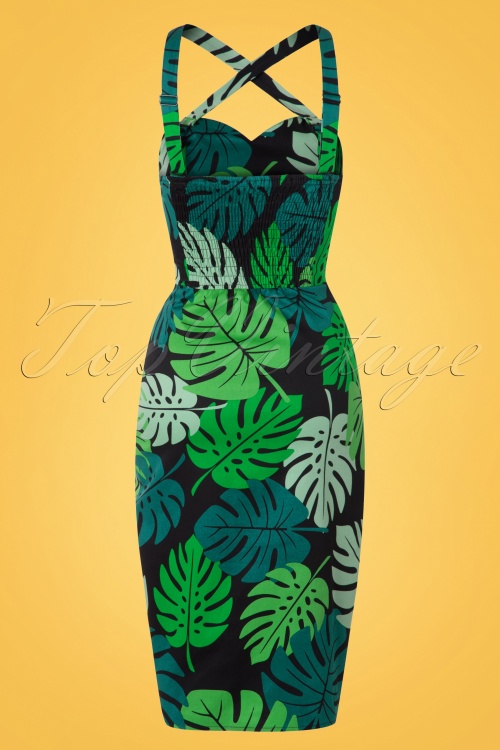 Collectif Clothing - 50s Mahina Tahiti Palm Sarong Dress in Green 8