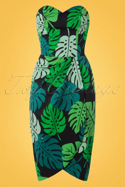Collectif Clothing - Mahina Tahiti Palm Sarong-jurk in groen 4