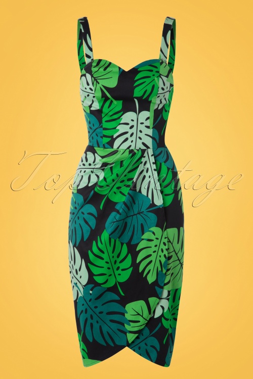 Collectif Clothing - Mahina Tahiti Palm Sarong Kleid in Grün 2