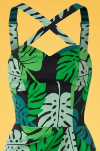Collectif Clothing - 50s Mahina Tahiti Palm Sarong Dress in Green 6