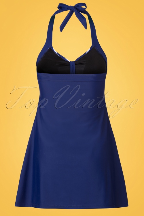 Belsira - 50s Sophia Striped Swimdress in Blue 6