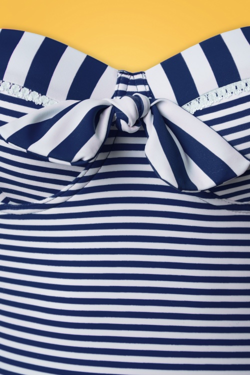 Belsira - Nancy Stripes halterbadpak in marineblauw en wit 5