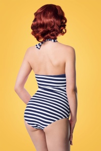 Belsira - 50s Nancy Stripes Halter Swimsuit in Navy and White 6