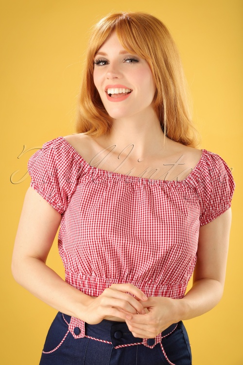 Banned Retro - All Mine Gingham Top Années 50 en Rouge