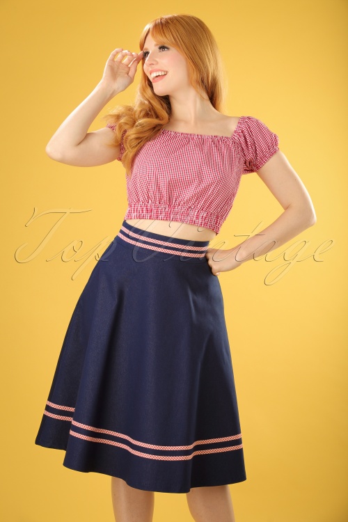 Banned Retro - J'adore Swing Skirt Années 50 en Bleu Marine