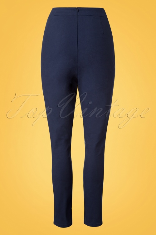 Collectif Clothing - 50s Talis Cigarette Trousers in Navy 4