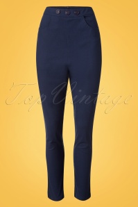 Collectif Clothing - Talis Cigarette Trousers Années 50 en Blue Marine 2