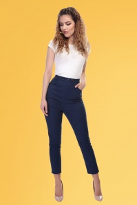 Collectif Clothing - 50s Talis Cigarette Trousers in Navy