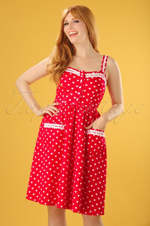 Lindy Bop - 50s Corinna Polkadot Swing Dress in Bright Red