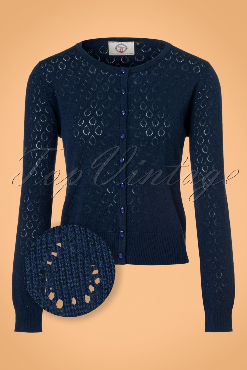 Banned Retro - 50s Watch Out Cardigan in Night Blue