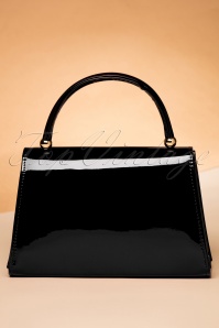 La Parisienne - 60s Lillian Lacquer Flap Bag in Black 4
