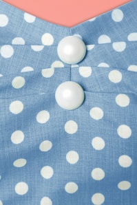 Collectif Clothing - Dolores Polkadot Doll Swing Dress Années 50 en Bleu Azuré et Blanc 5