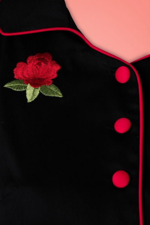 Dolly and Dotty - Sherry Roses Diner Dress Années 50 en Noir 5