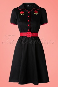Dolly and Dotty - Sherry Roses Diner Dress Années 50 en Noir 2