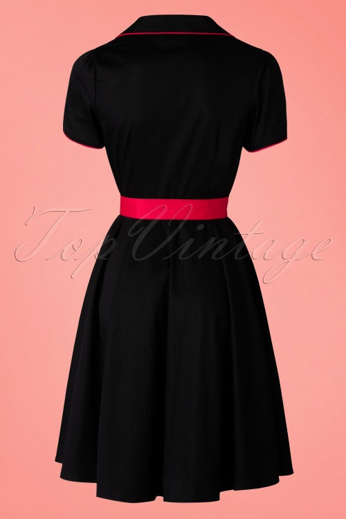 Dolly and Dotty - Sherry Roses Diner Dress Années 50 en Noir 6